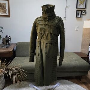 RARE demobaza wool top coat mindful green Hooded Long Coat S ret $1200